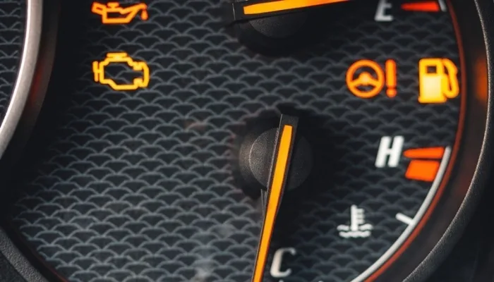 Tablero de un carro con las luces testigo encendidas al girar la llave